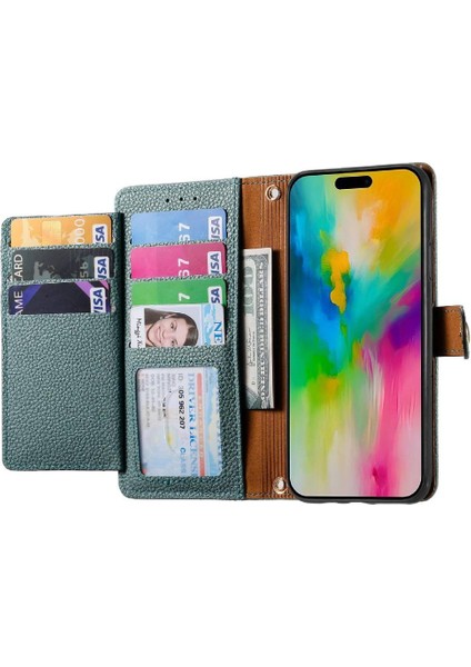 Iphone 16 Artı Cüzdan Kordon Aşk Fermuar Deri Kılıf (Yurt Dışından)