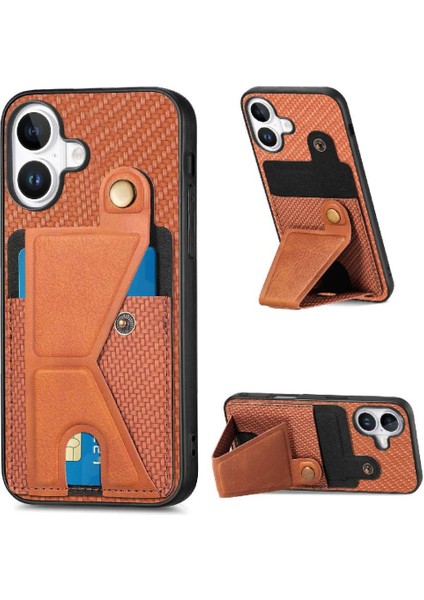 Iphone 16 Için Kılıf Artı Standı Fonksiyonu Manyetik Tasarım Cardholder Braketi (Yurt Dışından)