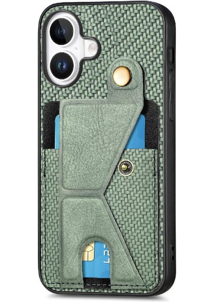 Iphone 16 Için Kılıf Artı Standı Fonksiyonu Manyetik Tasarım Cardholder Braketi (Yurt Dışından)