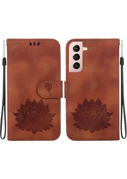 Samsung Galaxy S21 Artı Manyetik Kabartma Lotus Çiçek Için Flip Case (Yurt Dışından)