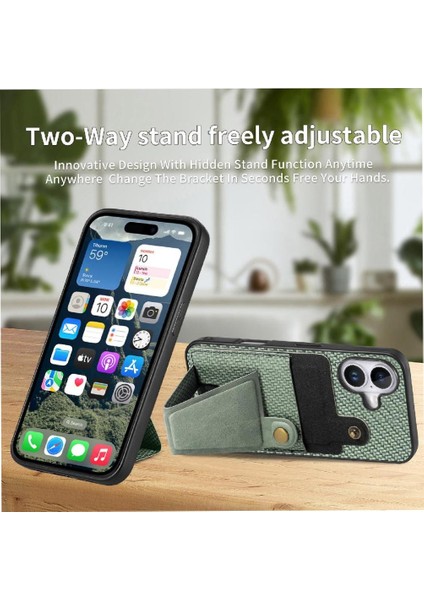 Iphone 16 Için Kılıf Artı Standı Fonksiyonu Manyetik Tasarım Cardholder Braketi (Yurt Dışından)