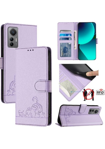 Xiaomi 12 Lite Kedi Rfıd Kart Yuvası Tutucu Için Kickstand Cüzdan Flip (Yurt Dışından)