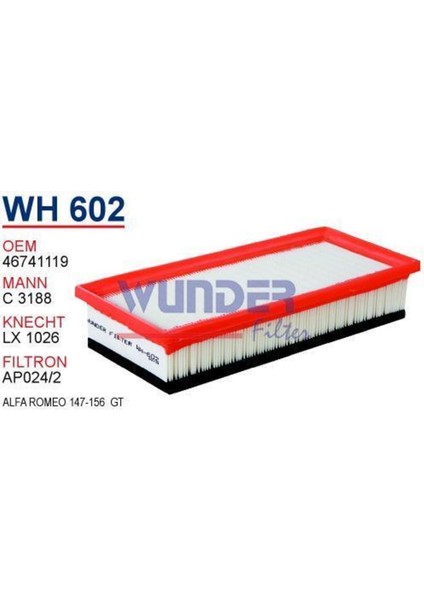 WH602 Hava Filtresi - Alfa Romeo 147-156 Gt