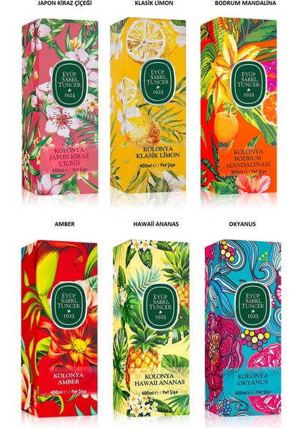 Kolonyalar Serisi 400 ml X6 (Kiraz, Limon,mandalina,amber,ananas,okyanus)