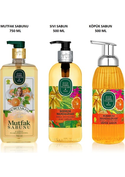 Bakımlı Eller - Portakal Mutfak Sabunu + Bodrum Mandalina Sıvı Sabun + Bodrum Mandalina Köpük Sabun