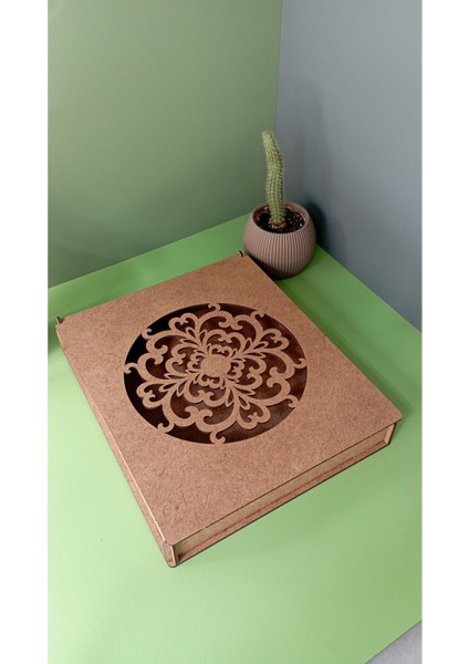 Ahşap Mdf Dekoratif Hediye Kutusu - (20X25X3,3) Mandala Motifli Hediye Kutusu - Boyanabilir Kutu