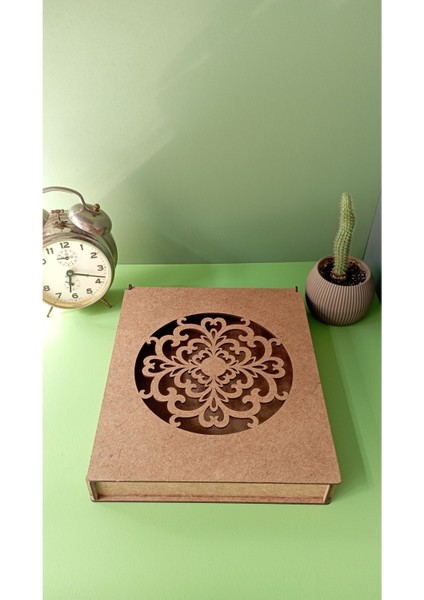 Ahşap Mdf Dekoratif Hediye Kutusu - (20X25X3,3) Mandala Motifli Hediye Kutusu - Boyanabilir Kutu