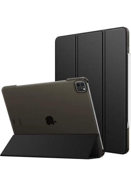 Apple iPad Pro 12.9 Inc 6. Nesil (2022) Kalemlikli Standlı Yarı Saydam Hard Pc Kılıf A2436 A2437 A2764