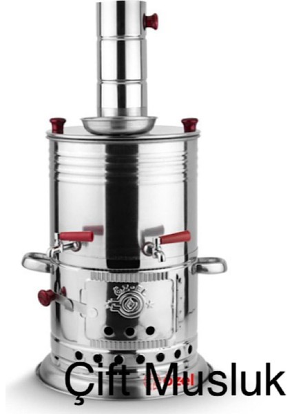 Odun & Kömür Çay Semaver Çift Musluk Çaydanlık Hariçtir