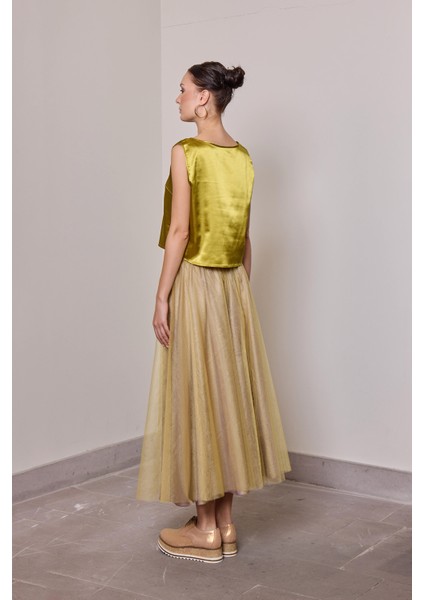 Julianna Beli Lastikli Kloş Tül Etek modelleri