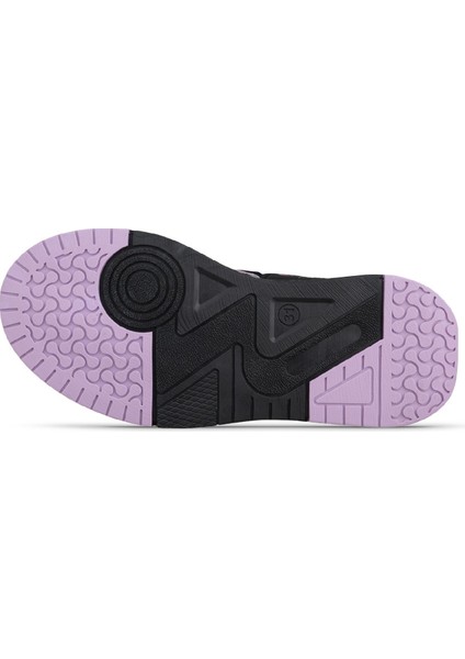Büyük Kız Çocuk Bağcıklı / Velcro Siyah-Mor Sneaker Bot