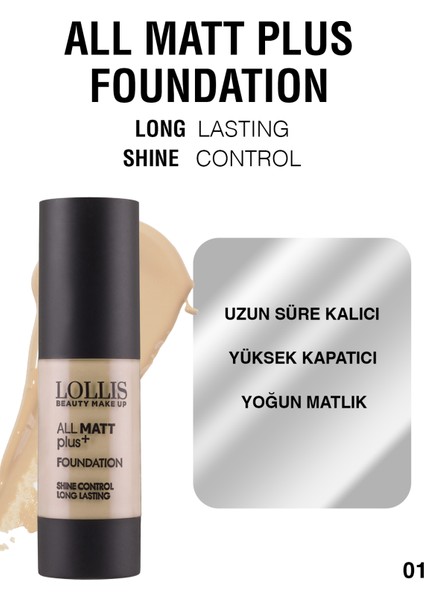 All Mat Plus Fondöten 001 Çok Açık Ten Rengi