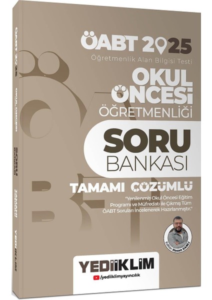 Yediiklim Yayınları 2025 Öabt Okul Öncesi Öğretmenliği Tamamı Çözümlü Soru Bankası