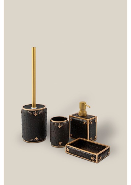 Şık 4 Parça Siyah Banyo Seti, Reçine Materyal, Modern ve Zarif Tasarım fiyatları