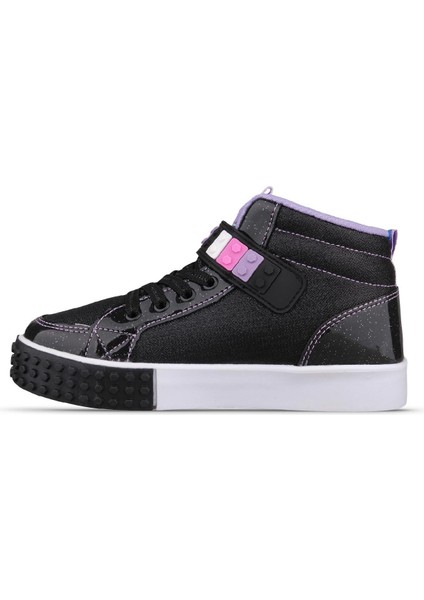 Büyük Kız Çocuk Bağcıklı / Velcro Siyah-Pembe Sneaker Bot