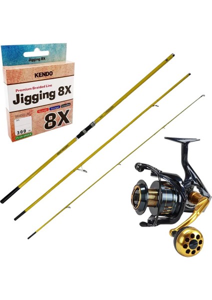 Yüksek Kalite Olta Seti Okuma Makaira Surf 4,50 cm 100-250 3 Parça Yellow Surf Kamışı&okuma Salina SA-8000A Blue 6+1bb Olta Makinesi