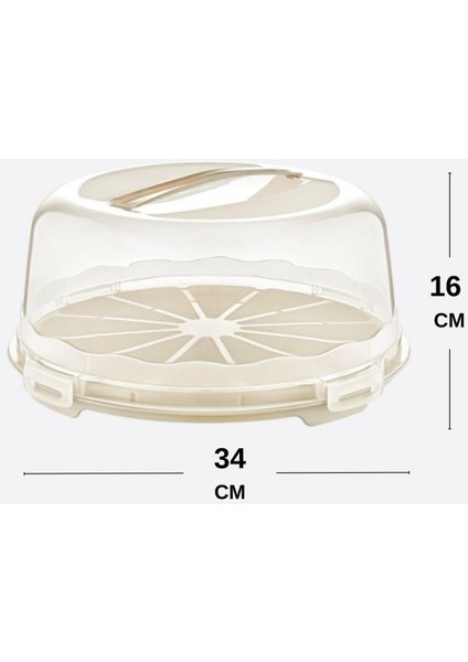 Kek Pasta Börek Saklama Kabı, Kilitli Borcam Taşıma Fanusu 34CM Büyük Boy fırsatları