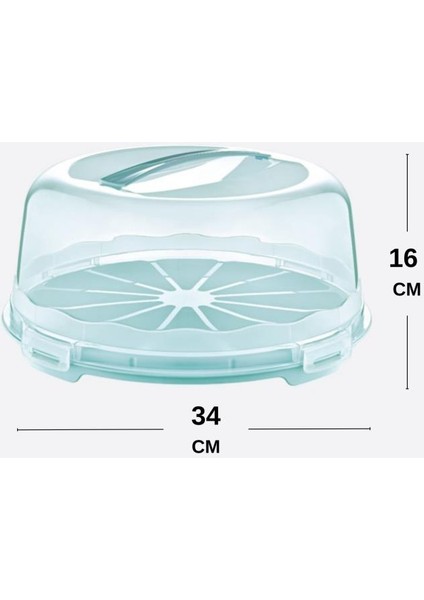 Kek Pasta Börek Saklama Kabı, Kilitli Borcam Taşıma Fanusu 34CM Büyük Boy