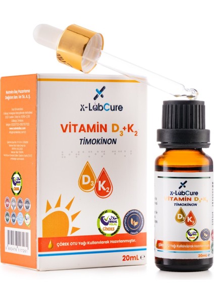 D3 K2 Vitamini (Çörek Otu Yağı Timokinon Içerikli),20 mL, GİMDES HELAL