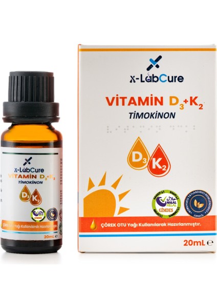 D3 K2 Vitamini (Çörek Otu Yağı Timokinon Içerikli),20 mL, GİMDES HELAL