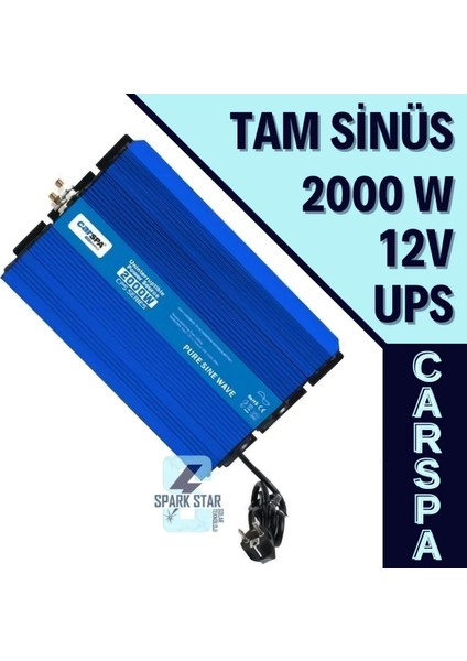 12V / 2000W Kendinden Şarjlı Tam Sinus Inverter / Invertör