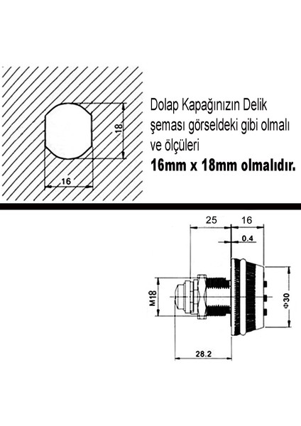 Alet Çantam Aletçantam Şifreli Dolap Çekmece Kilidi - Kapak Kalınlığı Maksimum 15MM