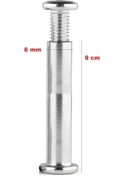 8 Adet Paten Teker Bağlantı Parçaları Aks Erkek ve Dişi Vidalar 6 mm x 9 cm Paten Yedek Parçası Vida