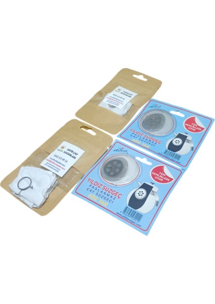 Safir Musluk Bezi ve Yıldız Demlik Süzgeci Ikili Set Kampanya 2 Paket Beşli Musluk Bezi ve 2 Paket Demlik Süzgeci modelleri