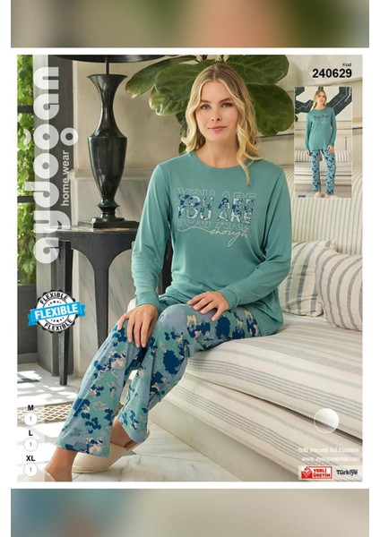 Kadın Ezgi Flexible You Are Enough Mint Pijama Takım 0629