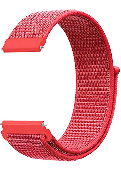 Xiaomi Watch S1 Için 22MM Cırtlı Kumaş Kordon-03 Kırmızı