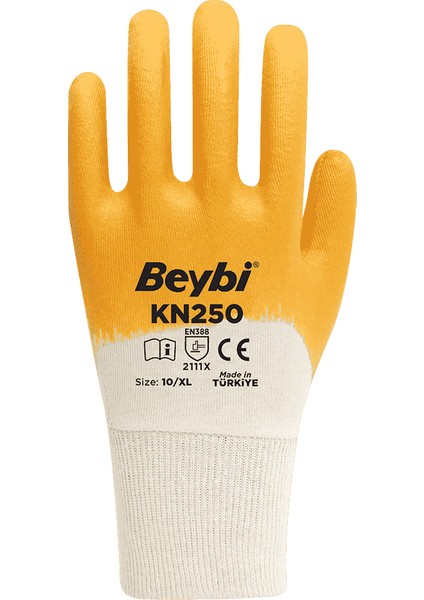 Kn 250 Pamuk Astarlı Nitril Eldiven (1 Paket:12 Çift)