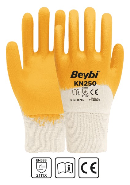 Kn 250 Pamuk Astarlı Nitril Eldiven (1 Paket:12 Çift)