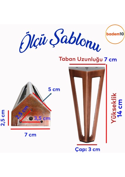 Ovit Metal Antik Bakır 14 cm Mobilya Koltuk Kanepe Konsol Tv Ünitesi Yükseltici Ayağı Ayakları 4 Adet fiyatları