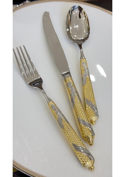 Embossed Gold 89 Parça Çatal Kaşık Bıçak Takımı