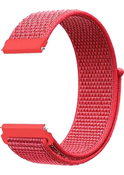 Amazfit Gtr Lite (47MM) Için 22MM Cırtlı Kumaş Kordon-03 Kırmızı