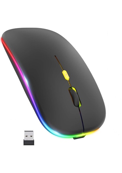 Kablosuz Rgb Ledli Şarjlı 2.4ghz Wireless Mouse Siyah