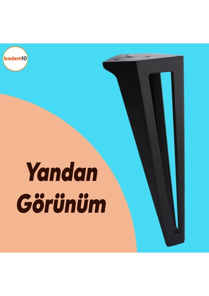 Ovit Metal Siyah 20 cm Mobilya Koltuk Kanepe Konsol Tv Ünitesi Yükseltici Ayağı Ayakları 4 Adet