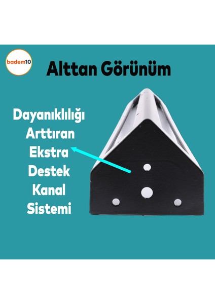 Ovit Metal Siyah 20 cm Mobilya Koltuk Kanepe Konsol Tv Ünitesi Yükseltici Ayağı Ayakları 4 Adet