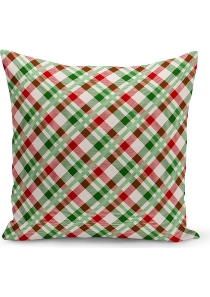 Yılbaşı Ekose Serisi Çift Tarafı Dijital Baskılı Kırlent Kılıfı (Christmas Noel Cushion Cover)