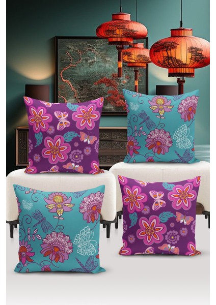 Klasik Serisi Çift Tarafı Dijital Baskılı 4'lü Kırlent Kılıfı Seti (Classic Cover Set)