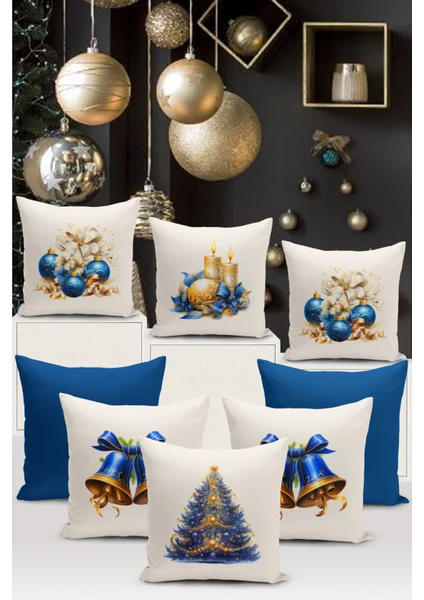 Bertille Home Yılbaşı Serisi Çift Tarafı Dijital Baskılı  8'li Kırlent Kılıfı Seti (Christmas Noel Cushion Cover)