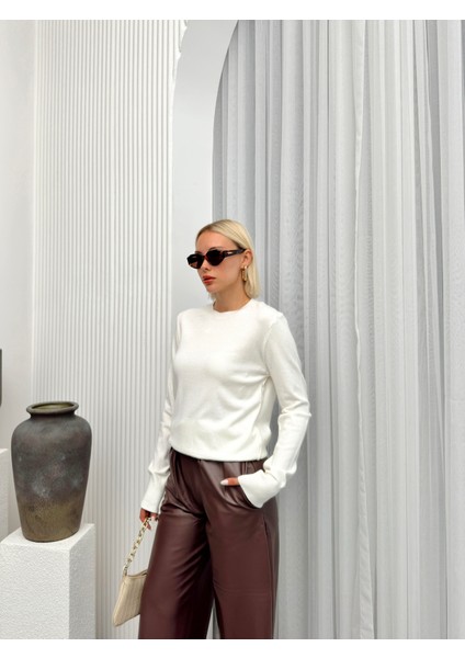 Bisiklet Yaka Triko Kazak Ekru 8235 indirimleri