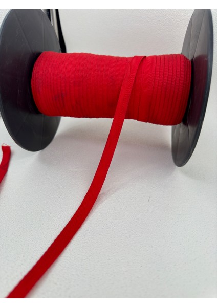1 cm Balıksırtı Şerit-10 Metre-Kırmızı-Polyester