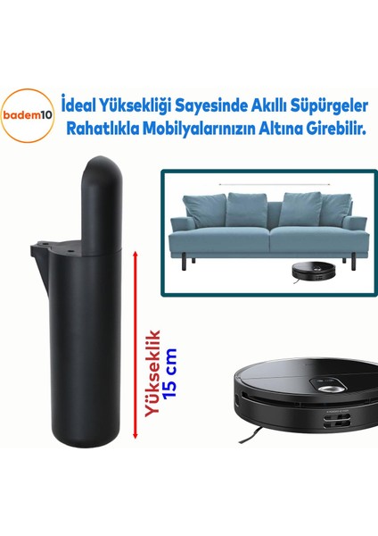 Kapsül Bohem Mobilya Kanepe Tv Ünitesi Koltuk Konsol Yükseltici Ayakları Siyah 15 cm 4 Adet fırsatları