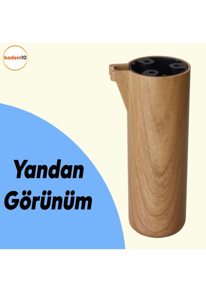 Kapsül Bohem Açık Ceviz 18 cm Mobilya Kanepe Koltuk Baza Yükseltici Yükseltme Ayakları 4 Adet