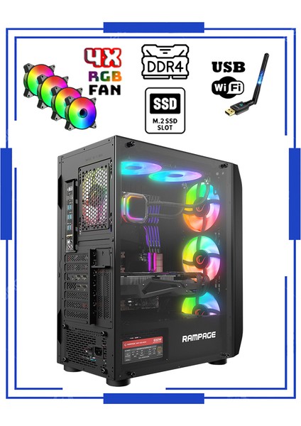 Anubis Rtx5 Intel Core I5-14400F 16GB Ddr4 Ram 1tb M.2 Nvme SSD 8gb RTX3050 Oyuncu Masaüstü Bilgisayar