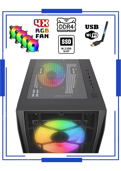 Anubis Rtx5 Intel Core I5-14400F 16GB Ddr4 Ram 1tb M.2 Nvme SSD 8gb RTX3050 Oyuncu Masaüstü Bilgisayar