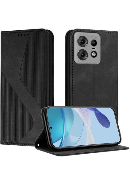 Motorola Moto Kenar 50 Pro Manyetik Cüzdan Kickstand Pu Deri Kılıf (Yurt Dışından)