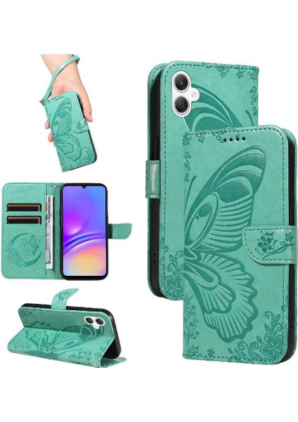 Kredi Kartı Yuvası Kabartmalı Kelebek ile Samsung Galaxy A06 Için Flip Case (Yurt Dışından)