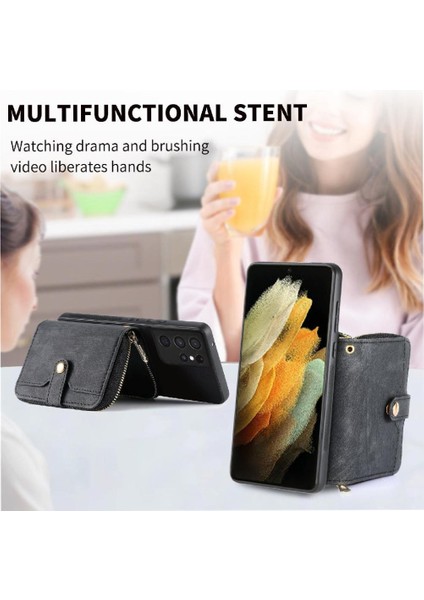 Samsung Galaxy S21 Ultra Ayarlanabilir Kordon 7 Kart Yuvaları Premium Için Kılıf (Yurt Dışından) indirimleri